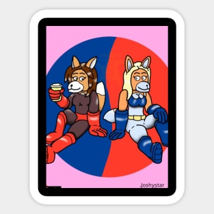 AK Girl and Wondervixen: Coffee and Chill (Joshystar) Sticker